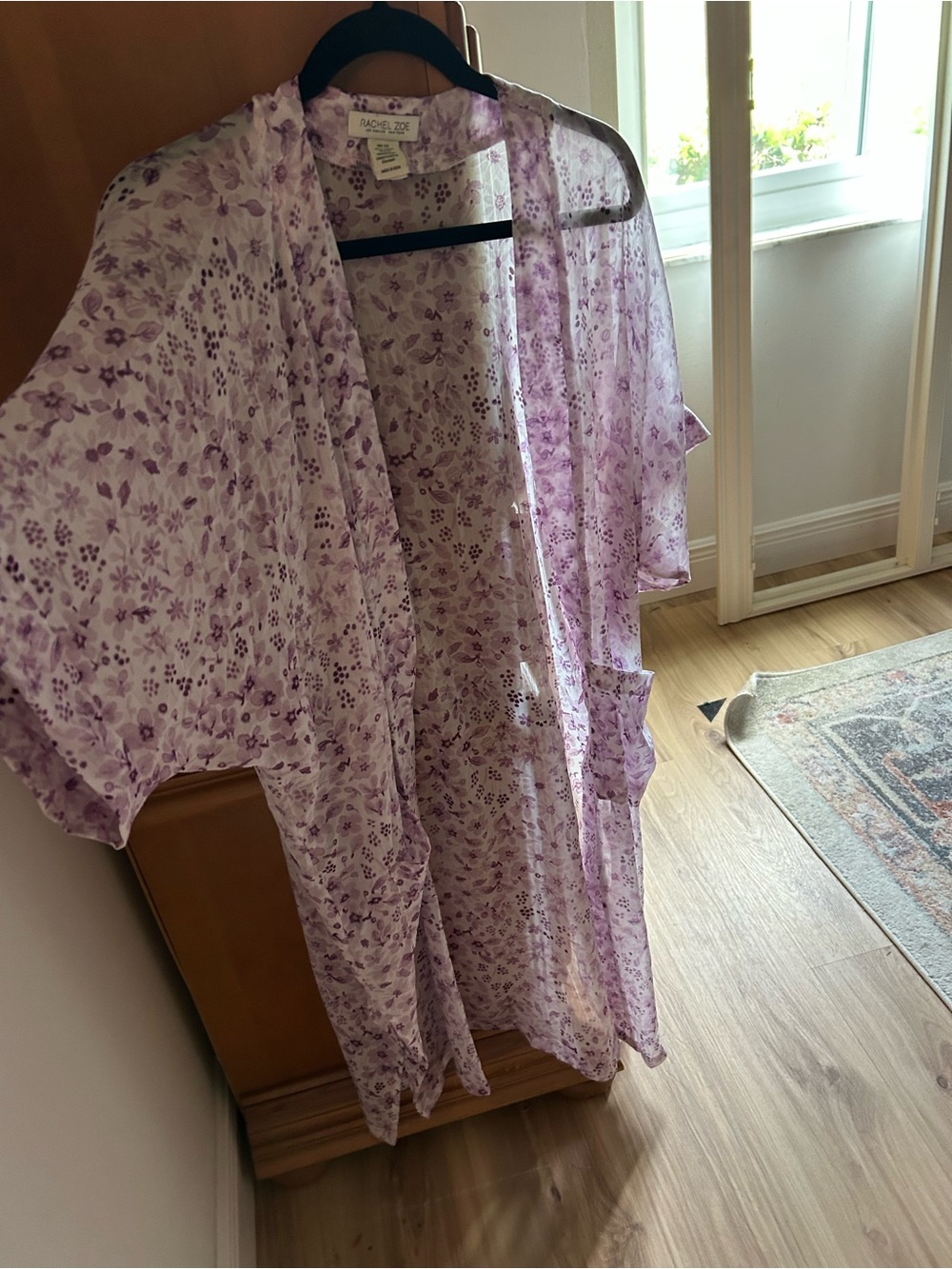 Rachel Zoe Purple Floral Sheer Open Kimono